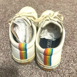 Dr. Schools White Sneaker with Rainbow Colored